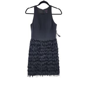 NWT Aqua Dresses Black Sleeveless Layered Fringe Cocktail Mini Dress Size 0